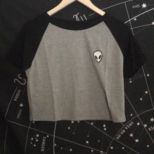 alien decal baseball tee